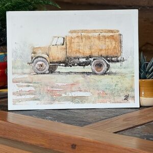 Original Watercolor Painting Water Truck In India 12 x 9